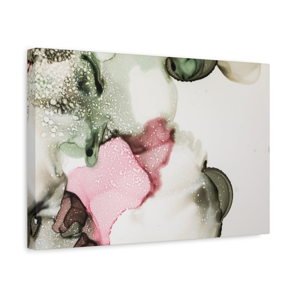 Abstract Pink & Sage Alcohol Ink Canvas Print — Modern Wall Art