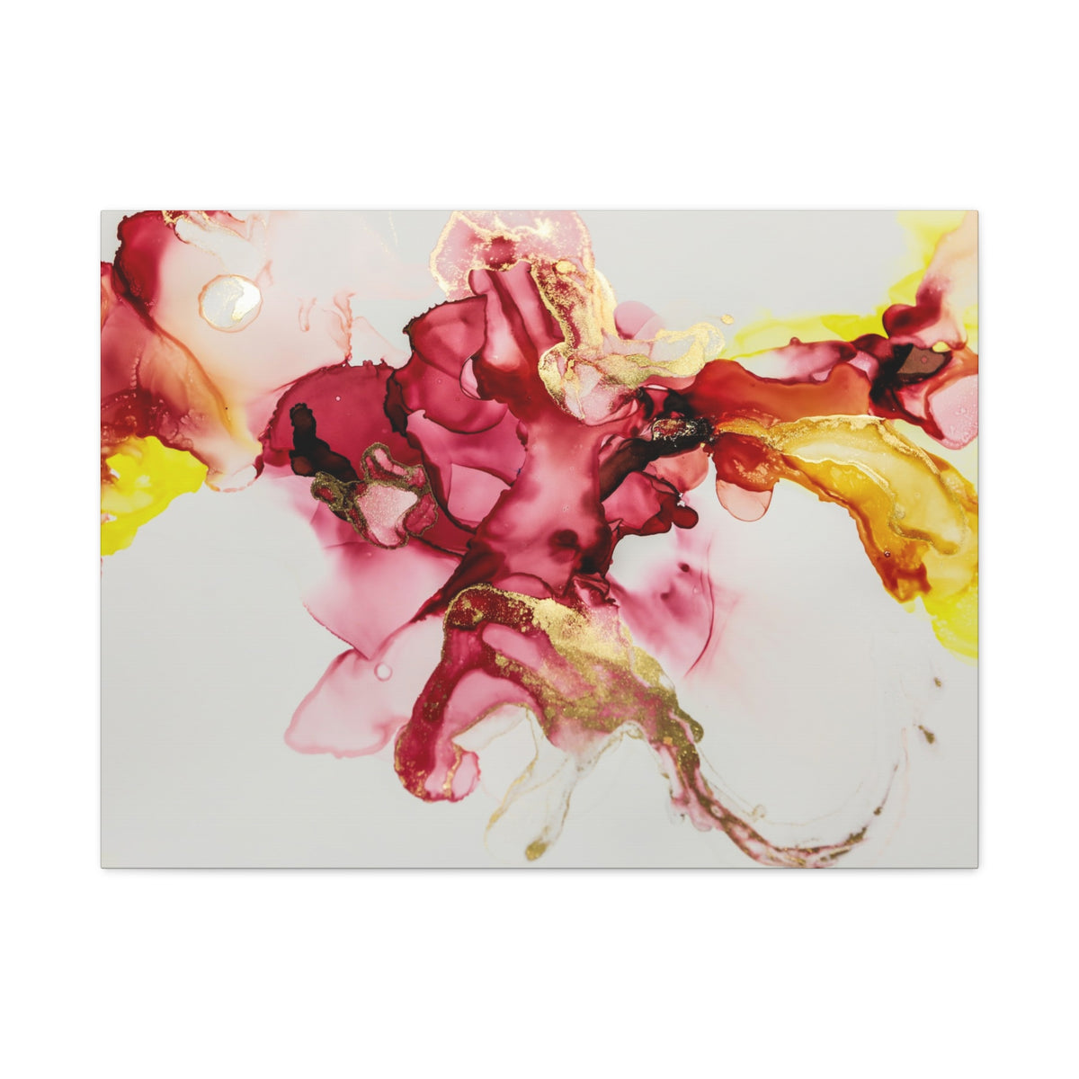 Abstract Pink & Gold Alcohol Ink Art Canvas Print — Matte Stretched Wall Art