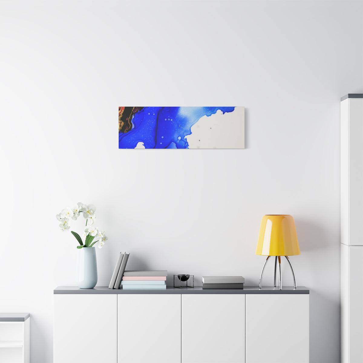 Abstract Blue Ink Art Canvas Print — Oceanic Fluid Painting