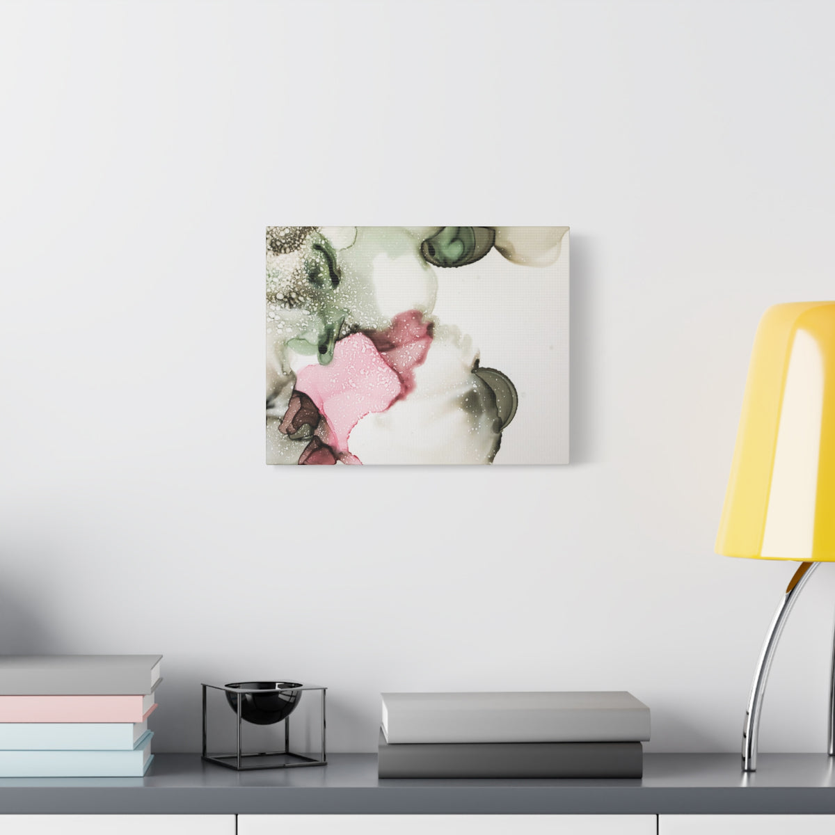 Abstract Pink & Sage Alcohol Ink Canvas Print — Modern Wall Art