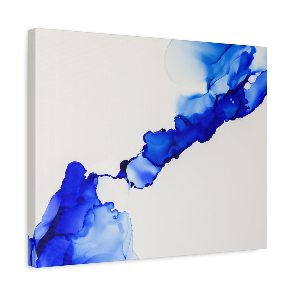 Blue Ink Abstract Matte Canvas Print — Stretched 1.25\"