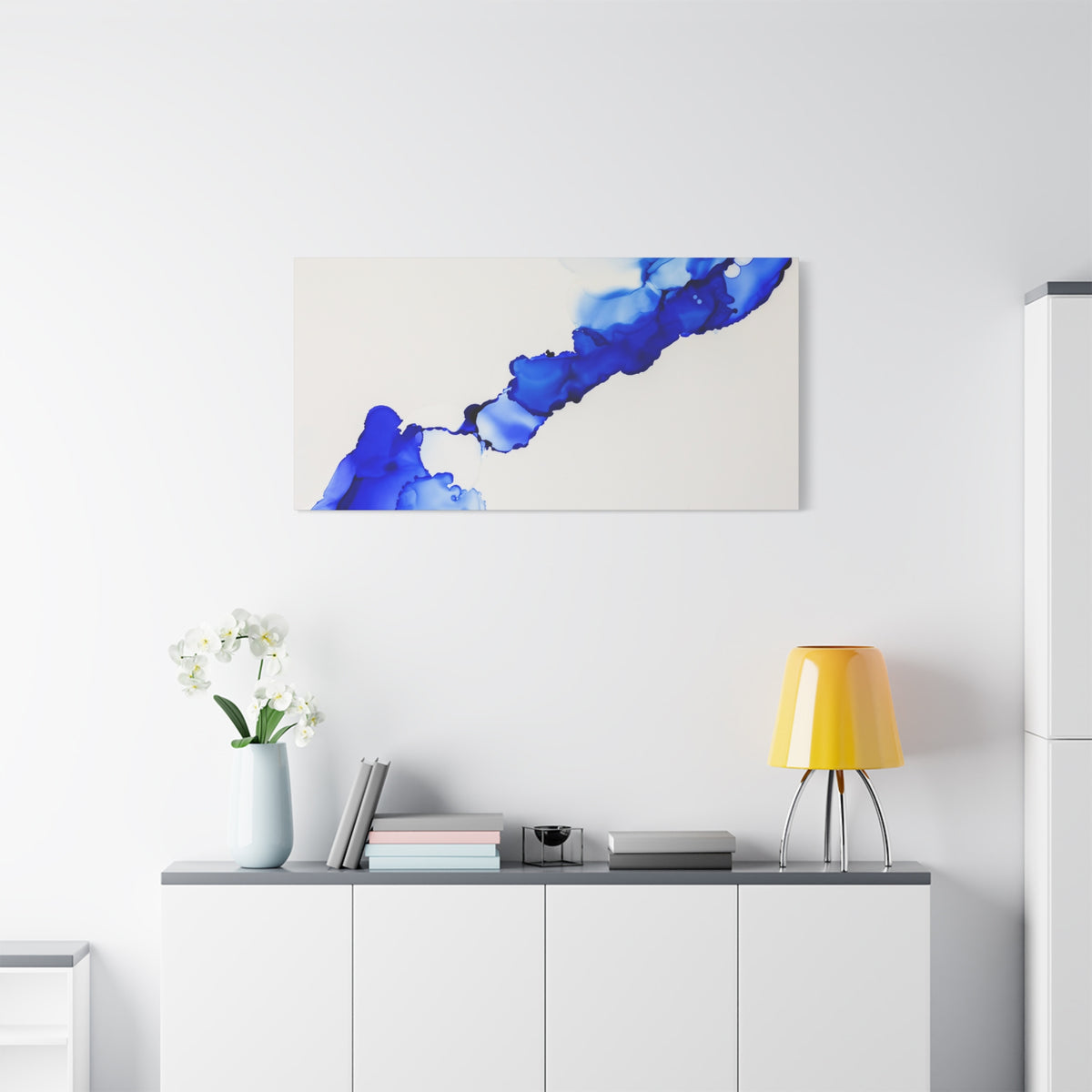 Blue Ink Abstract Matte Canvas Print — Stretched 1.25\"