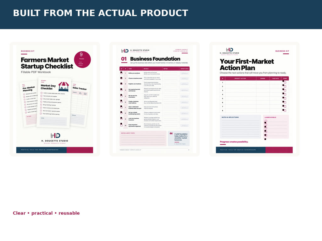 Farmers Market Startup Checklist mockup 02 system