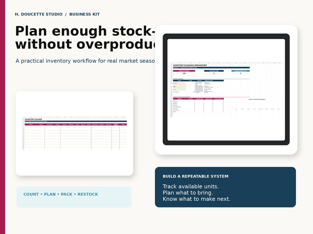 Inventory Planning Spreadsheet mockup 03 in use