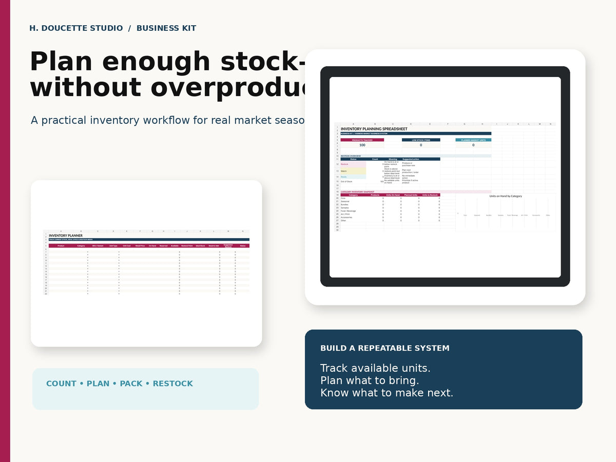 Inventory Planning Spreadsheet mockup 03 in use