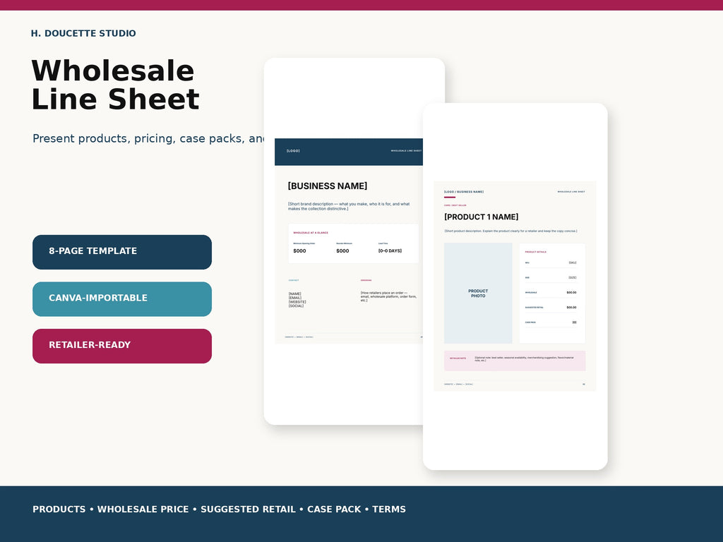 Wholesale Line Sheet mockup 01 line sheet