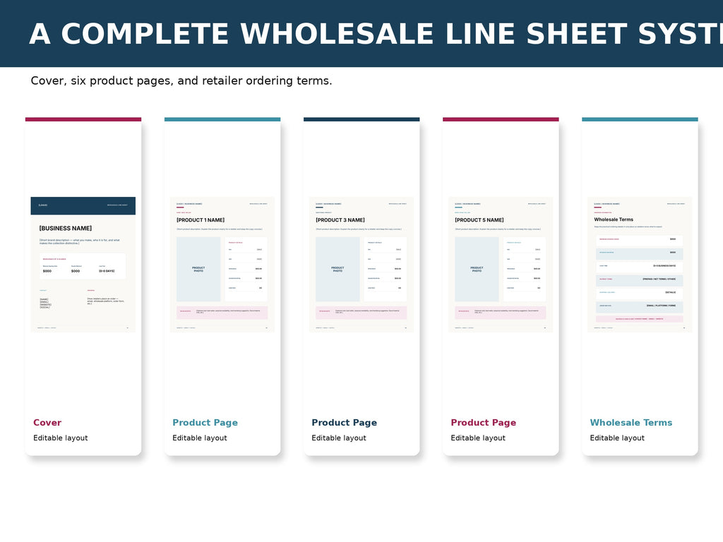 Wholesale Line Sheet mockup 02 page set