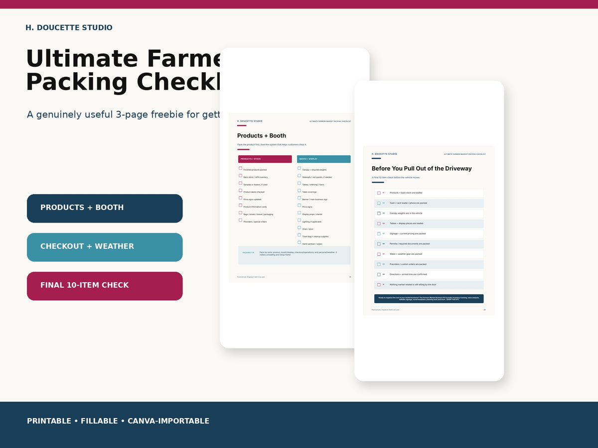 Ultimate Farmers Market Packing Checklist mockup 01 packing checklist