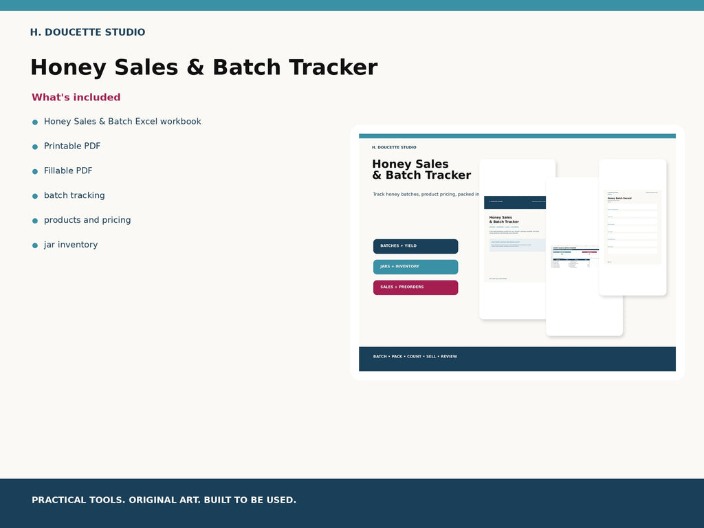 Honey Sales & Batch Tracker listing 04 whats included