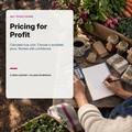 Pricing for Profit course cover with a market vendor reviewing costs at a worktable.