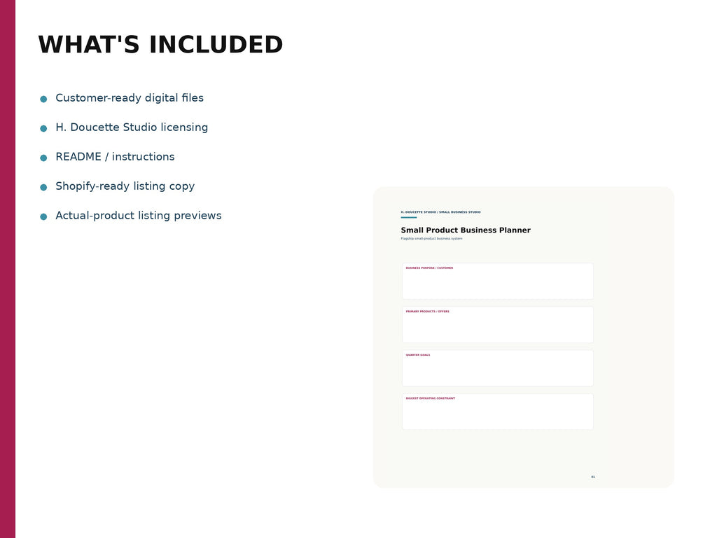 Small Product Business Planner 02 whats included