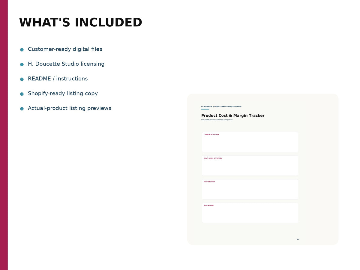 Product Cost & Margin Tracker 02 whats included