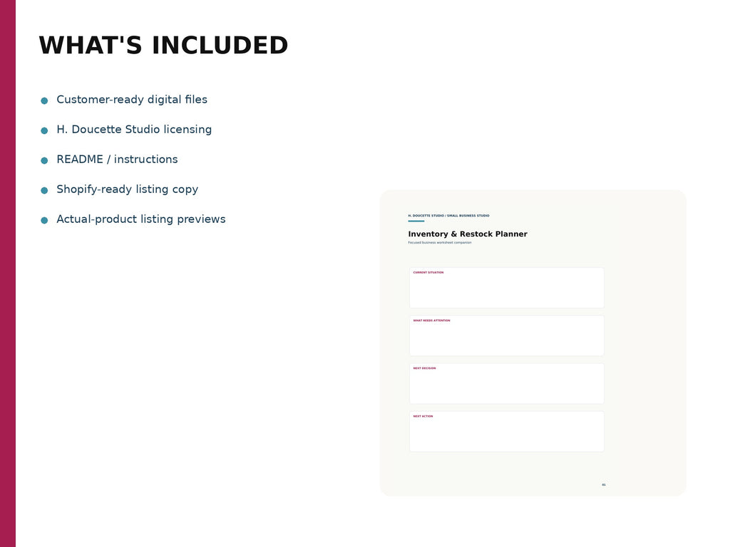 Inventory & Restock Planner 02 whats included