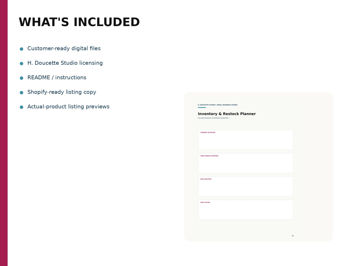 Inventory & Restock Planner 02 whats included
