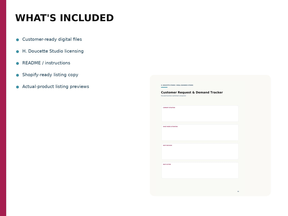 Customer Request & Demand Tracker 02 whats included