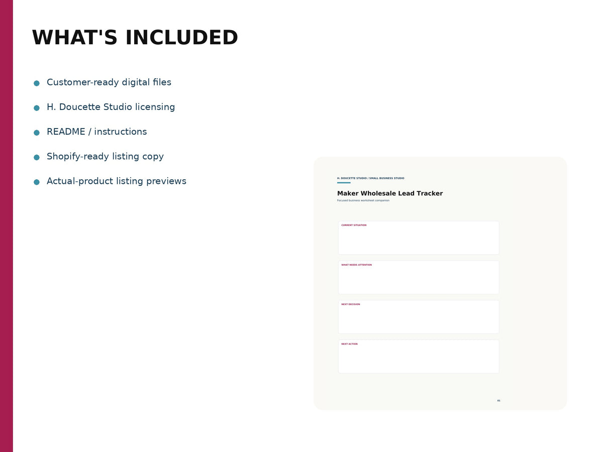 Maker Wholesale Lead Tracker 02 whats included