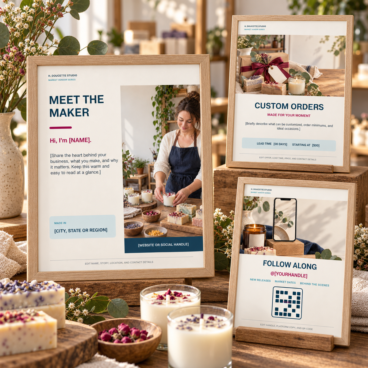 Farmers Market Booth Signage Canva Kit | 9 Editable Vendor Sign Templates