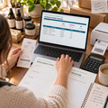 Small-business owner entering packaging and shipping costs in the Business Expense Tracker