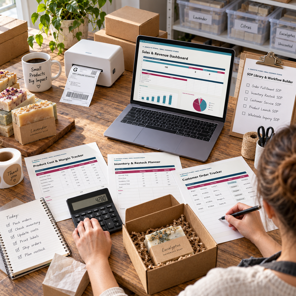Soap maker using the Business Operations Bundle for orders, inventory, costs and workflows