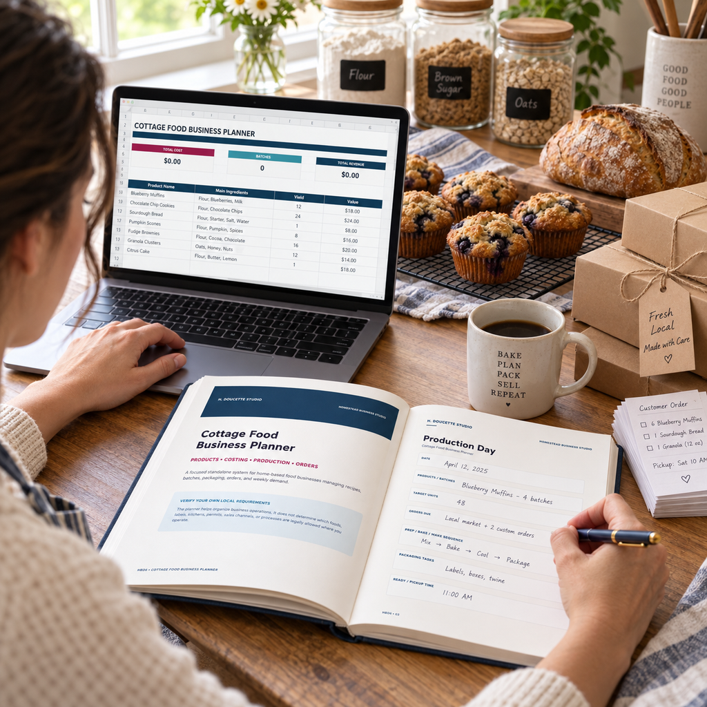 Cottage baker using the Cottage Food Business Planner for production planning
