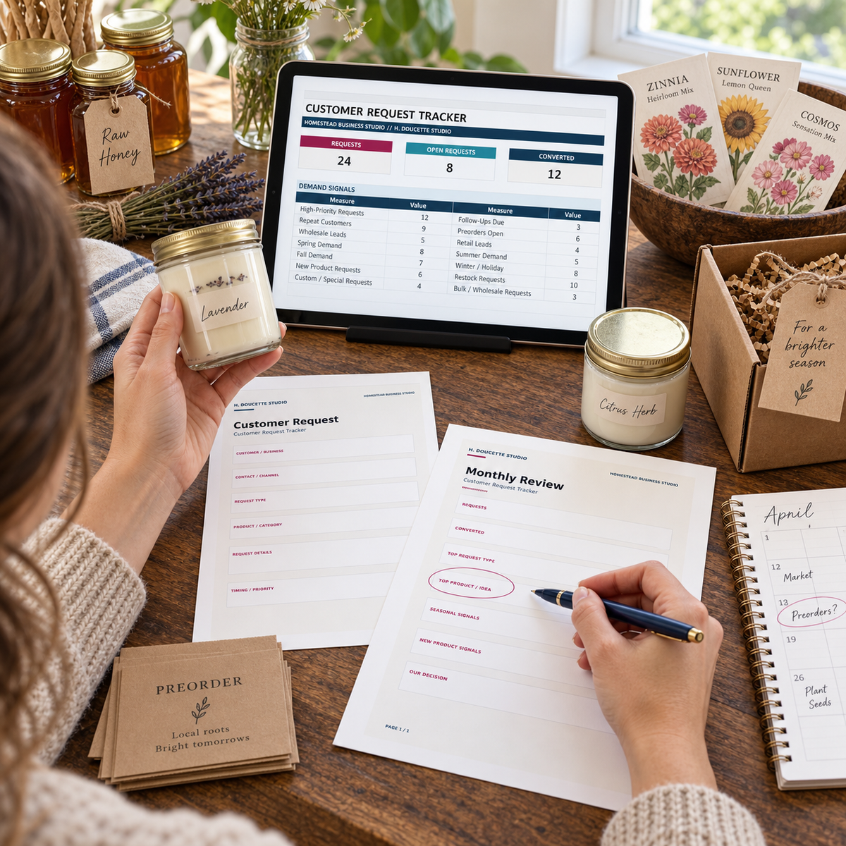 Homestead business owner reviewing seasonal demand with the Customer Request Tracker