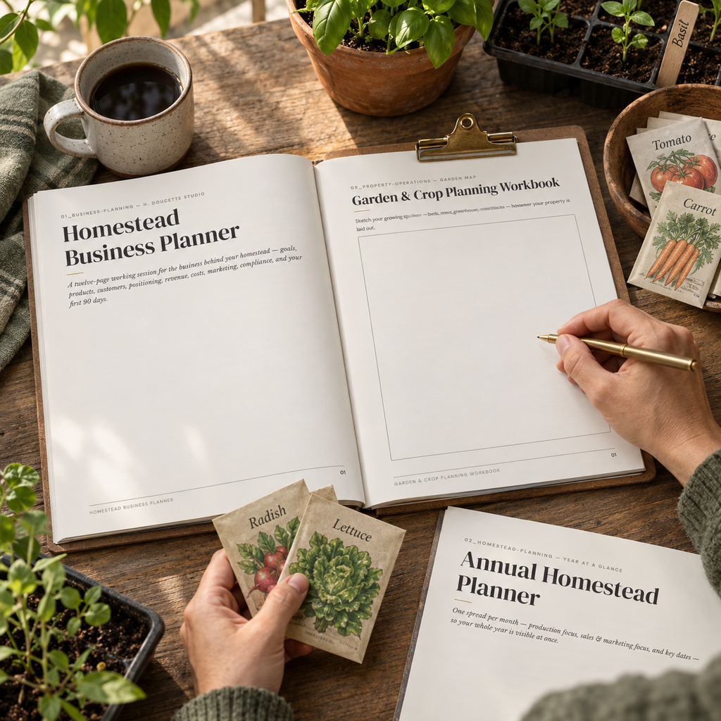 Homestead business planning and crop workflow tools in use