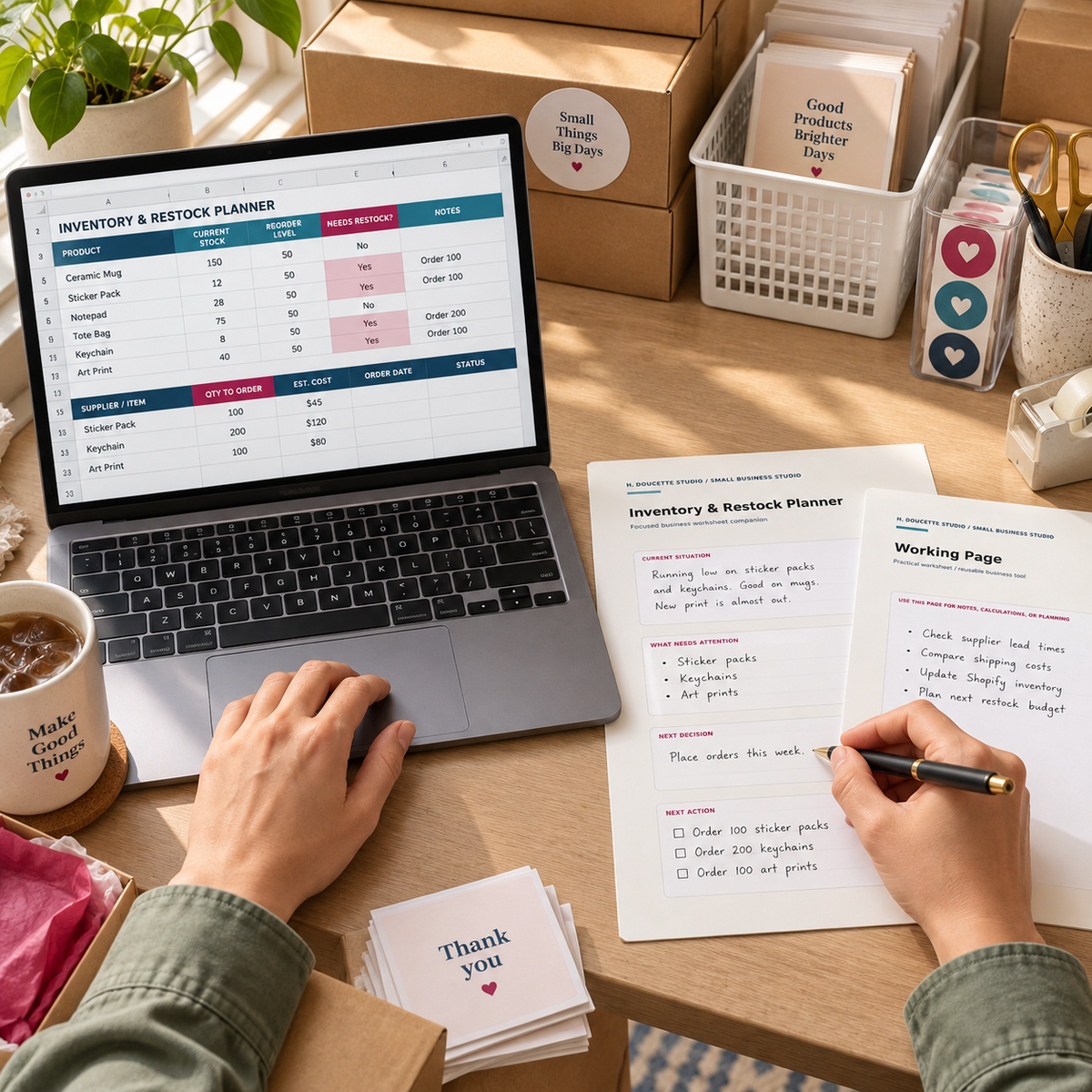 Inventory and Restock Planner used for online shop reorder planning