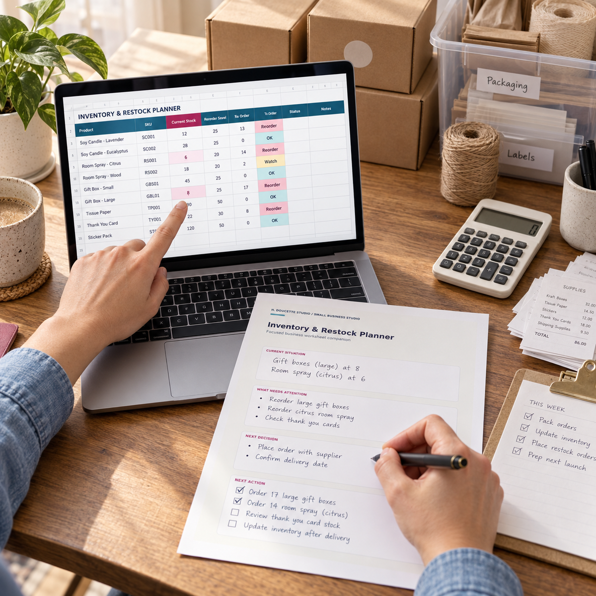 Inventory and Restock Planner weekly low-stock and reorder review